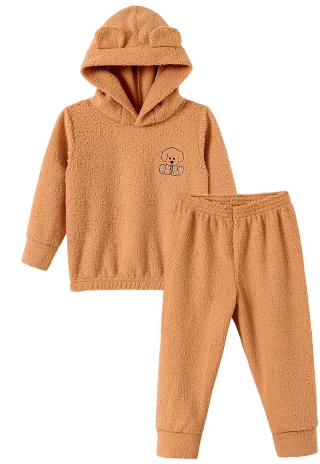 Conjunto Longo Inverno Feminino Infantil Com Capuz Em Pelucia