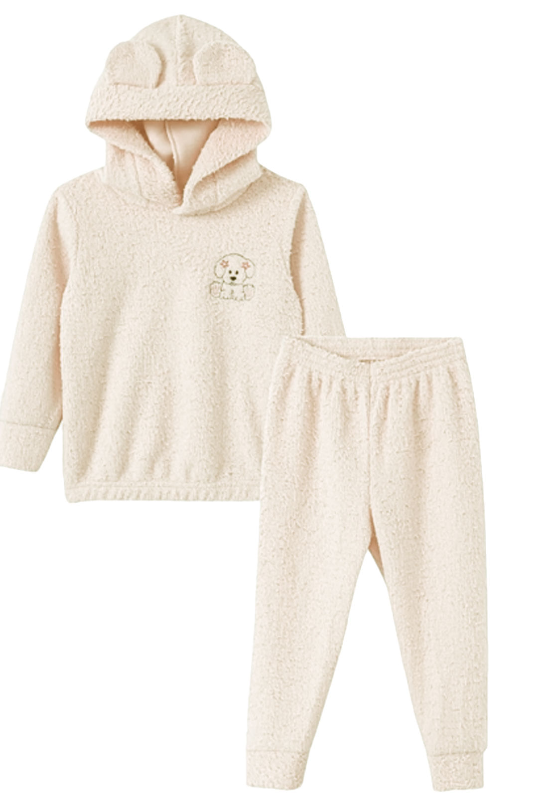 Conjunto Longo Inverno Feminino Infantil Com Capuz Em Pelucia