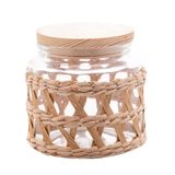 Porta Mantimentos De Vidro Com Sisal E Tampa De Madeira 520ml - Wolff