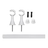 Kit Varão Suporte Simples Cortina Ponteira 19mmx1,5m Branco