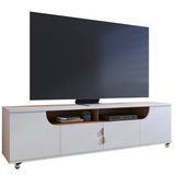 Bancada Rack Para Tv 75 Polegadas Santorini Freijo Off White Matte Clb