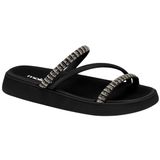 Sandália Feminina Rasteira Papete Tiras Stress Blrilho Moleca 5469.121.27163 - Cristal/preto - 34