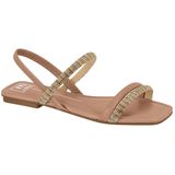 Sandália Feminina Rasteira Flat Tiras Brilhantes Moleca 5462.111.27160 - Cristal/nude - 38