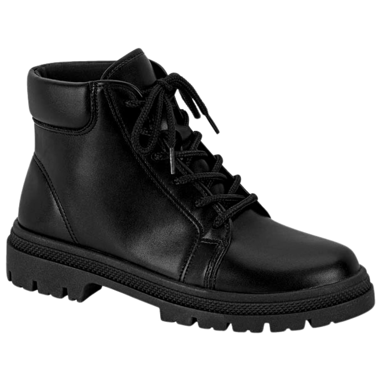 Bota Coturno Feminino Cano Curto Conforto Salto Bloco Tratorado Moleca 534.102.23654 - Preto - 39