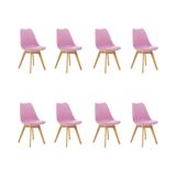 Kit 8 Cadeiras Saarinen Wood Estofada Pés De Madeira - Rosa