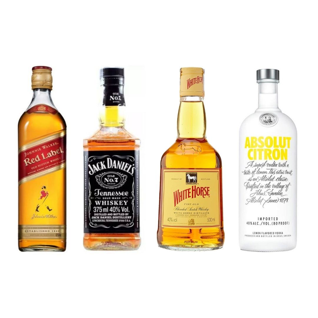 Kit Jack Daniel&#39;s + Red Label + White Horse + Absolut