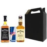 Kit Presente Jack Daniel&#39;s 375ml - Honey + Old 7 + Red Bull