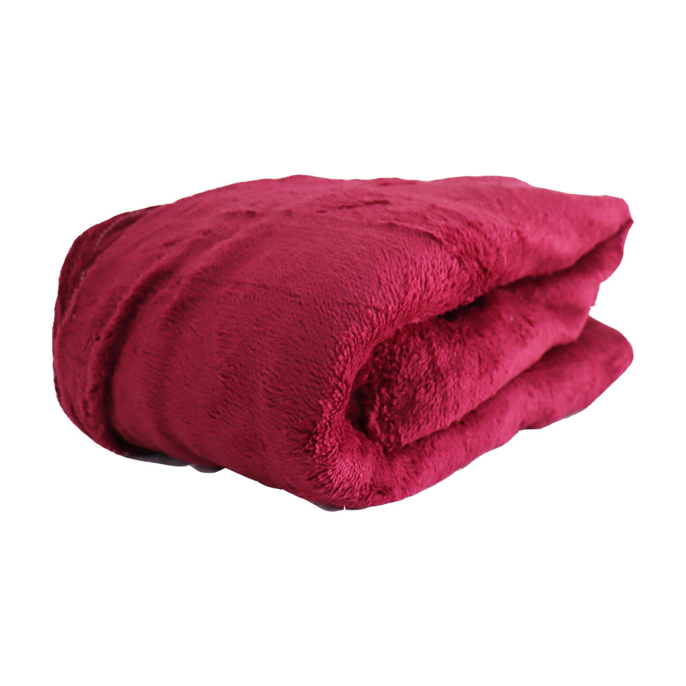 Manta Microfibra Antialérgica Casal Plush 1,80 X 2,00 - Marsala