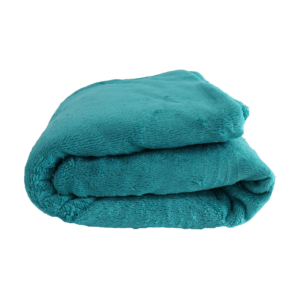 Manta Microfibra Antialérgica Casal Plush 1,80 X 2,00 - Verde Água