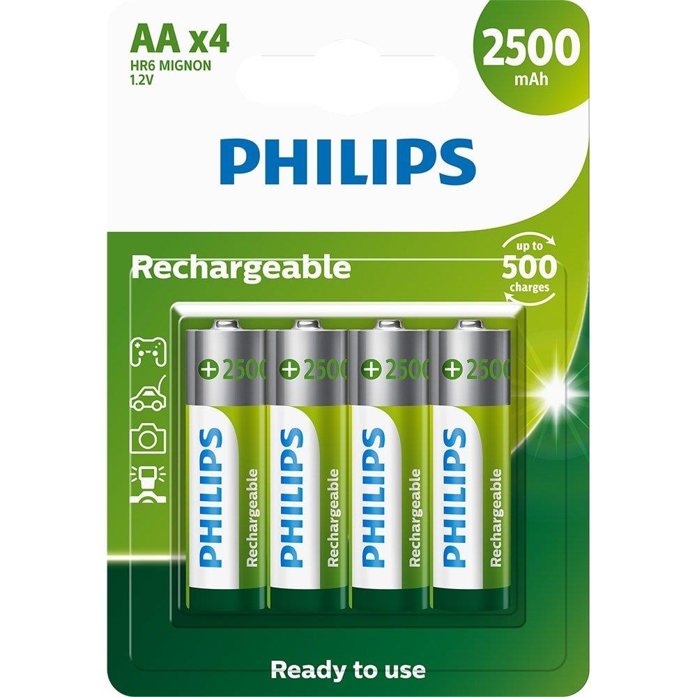 Pilha Philips Aa Recarregável R6b4rtu25/59 1.2v - Embalagem Com 4 Unidades