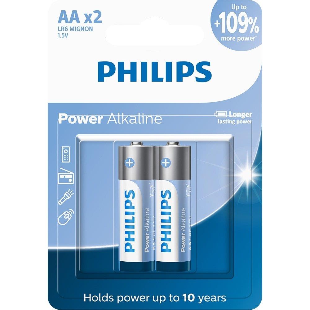 Pilha Philips Aa Alcalina Lr6p2b/59 1.5v - Embalagem Com 2 Unidades