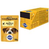 Caixa 18un Ração Úmida Pedigree Sachê Cães Adultos Raças Pequenas Frango Ao Molho 100g