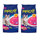 Kit Com 2 Areias Higiênicas Pipicat Floral Para Gatos 12kg