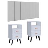 Cabeceira Modular Painel Cama Box Casal Queen 1,60 Júlia Jogo Quarto 2 Mesinhas Gavetas Multiuso Vintage Classic New - Branco - Rpm