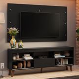 Rack Com Painel Para Tv Até 65 Polegadas Com Pés Preto Texas Madesa