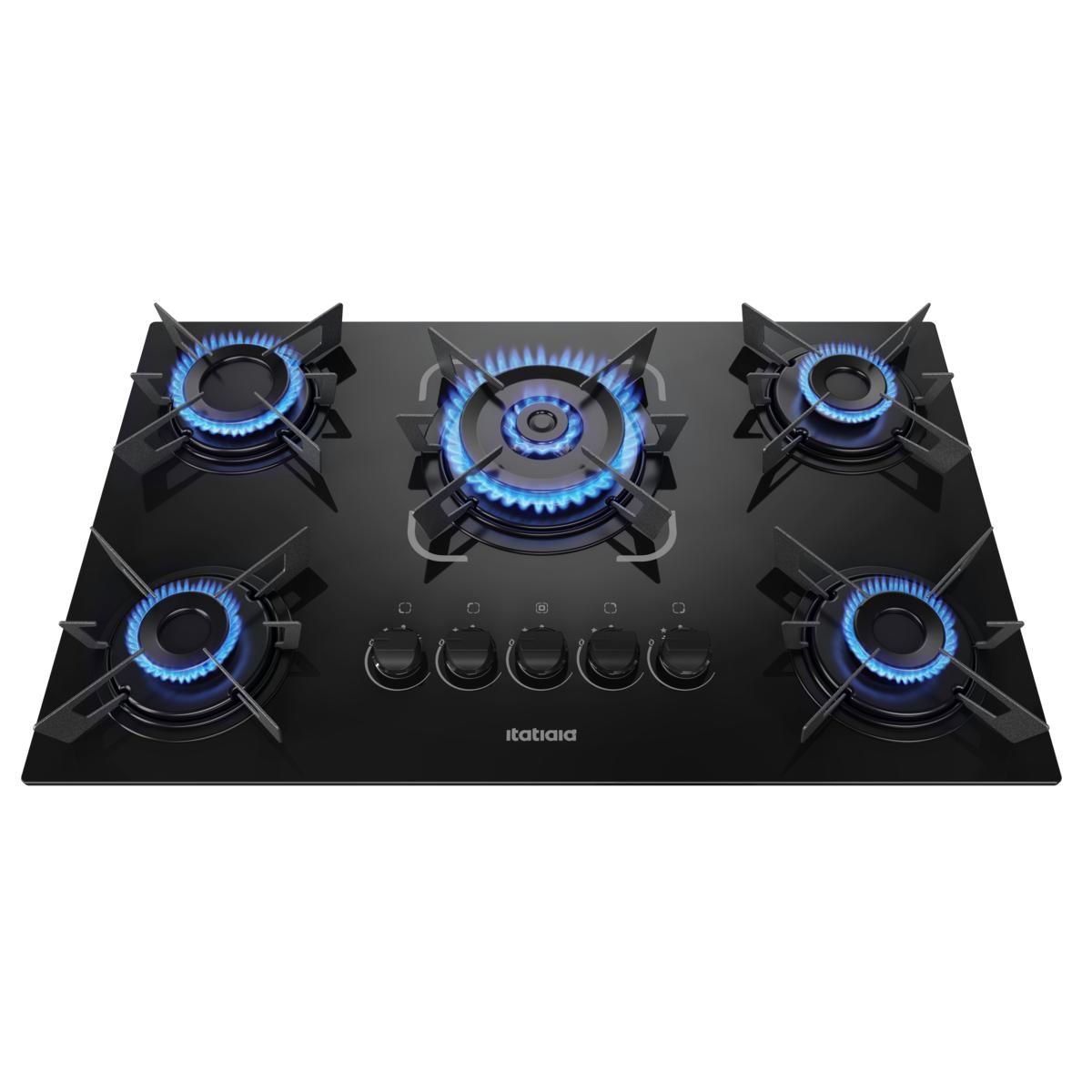 Fogão Cooktop 5 Bocas Itatiaia Electra A Gás Trempe Aço Tripla Chama 127/220v