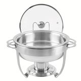 Rechaud Tramontina Redondo Em Aço Inox Banho Maria Com Suporte Para Tampa E Fogareiro 4,3 L 61041000