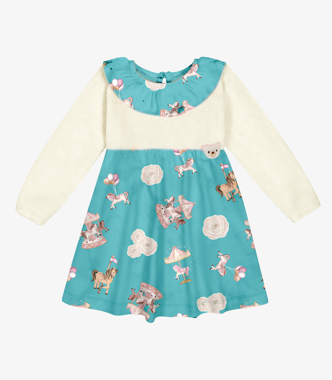 Vestido Infantil Manga Longa Trick Nick Azul G