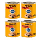 Kit Com 4 Ração Úmida Lata Pedigree Cães Adultos Patê De Carne 280g