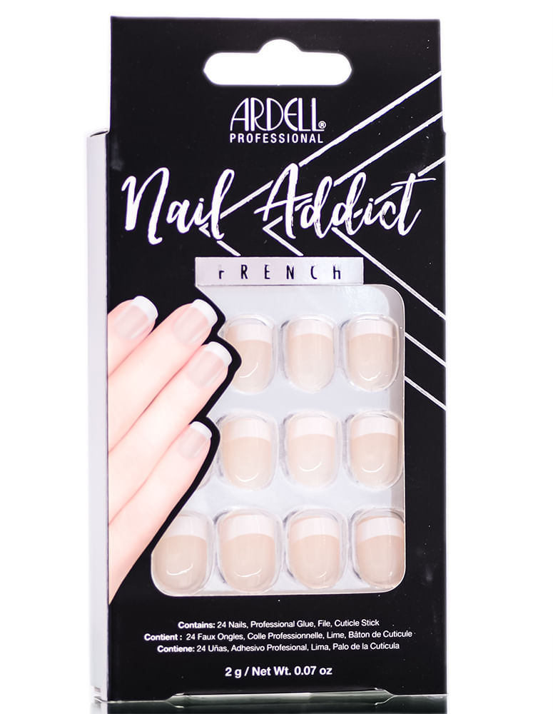 Conjunto De Unhas Artificiais Ardell Nail Addict French Classic Tip