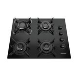 Fogão Cooktop 4 Bocas A Gás Itatiaia Electra Mesa De Vidro Preto 127v/220v Trempe Aço