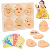 Quebra-cabeças De Expressões De Madeira Hongid Montessori Toys 1-5 Anos