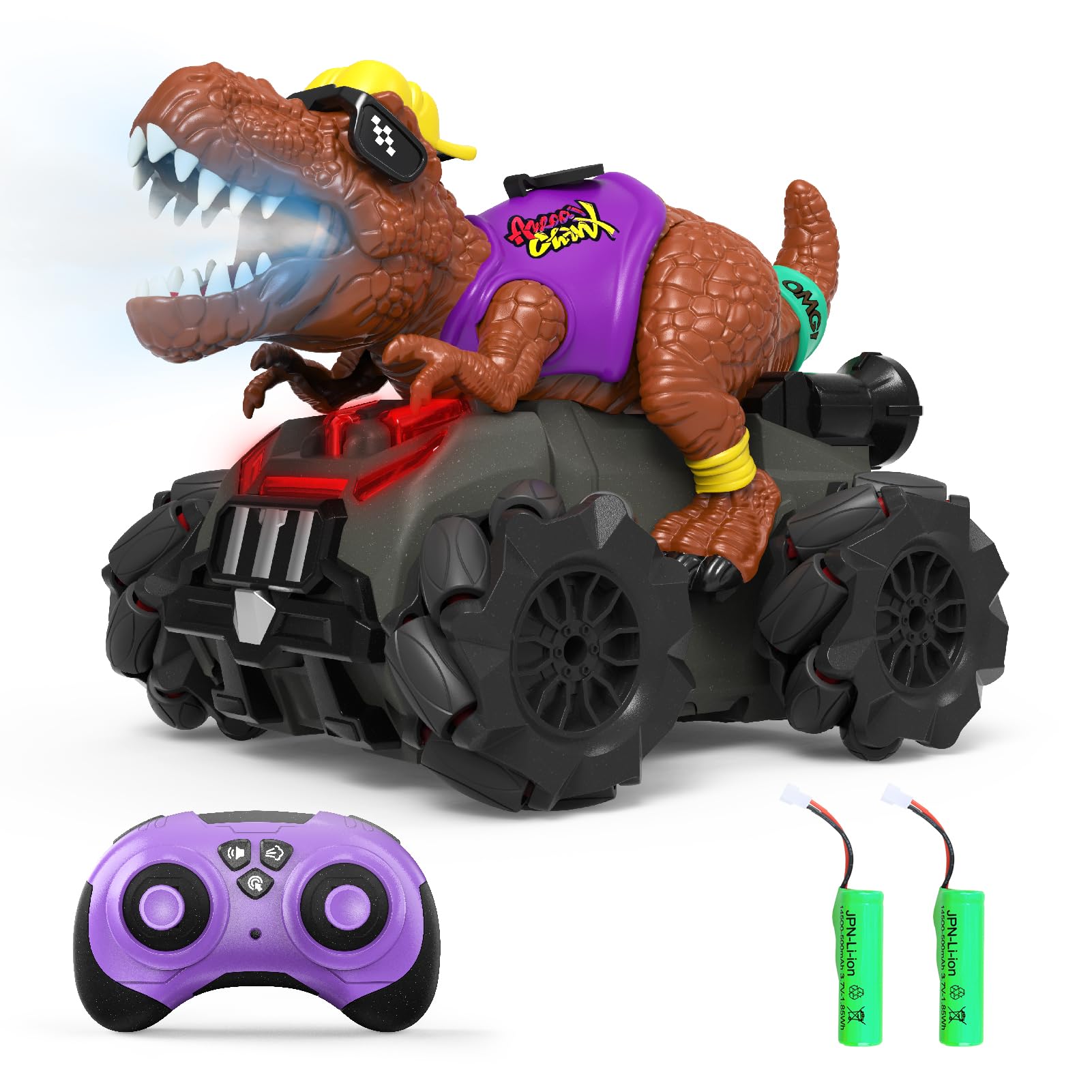 Carro De Controle Remoto Kizeefun Dinosaur Monster Para Crianças De 3 A 8 Anos