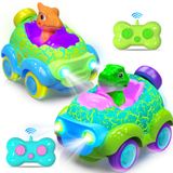 Carro De Controle Remoto Beefunni Toddler Dinosaur, Pacote Com 2 A 3 Anos