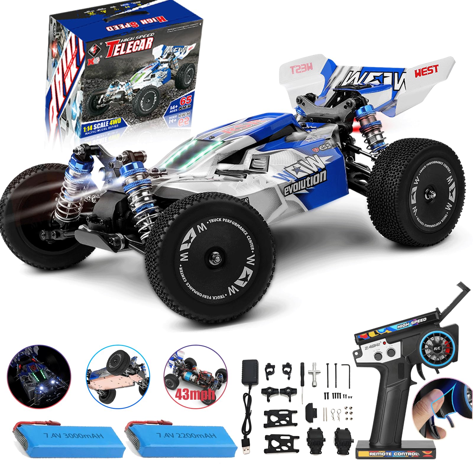 Carro De Controle Remoto Rcxsuv Wltoys 144001 V2 1/14 4wd 43 Mph