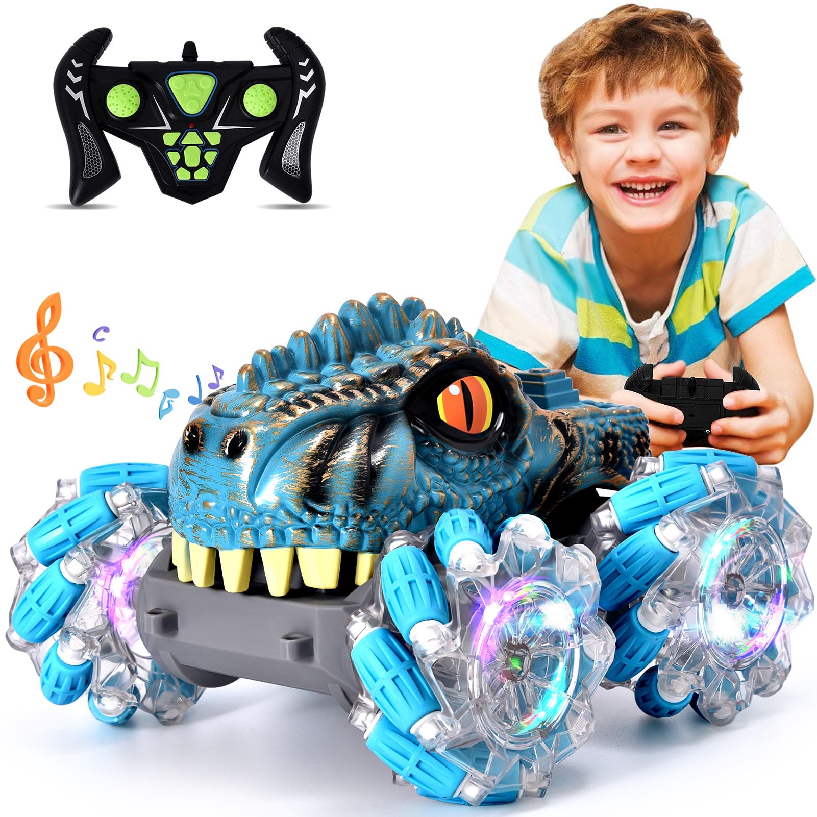 Brinquedo Monster Trucks Com Controle Remoto Dinosaur Car Para Crianças E Meninos