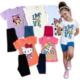 Kit 10 Peças De Roupas Menina Personagens Shorts E Camisetas - 2 - Sortido