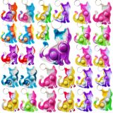 Chaveiro Mini Pop Bulk Cat Animal Fidget Rainbow Toy X30