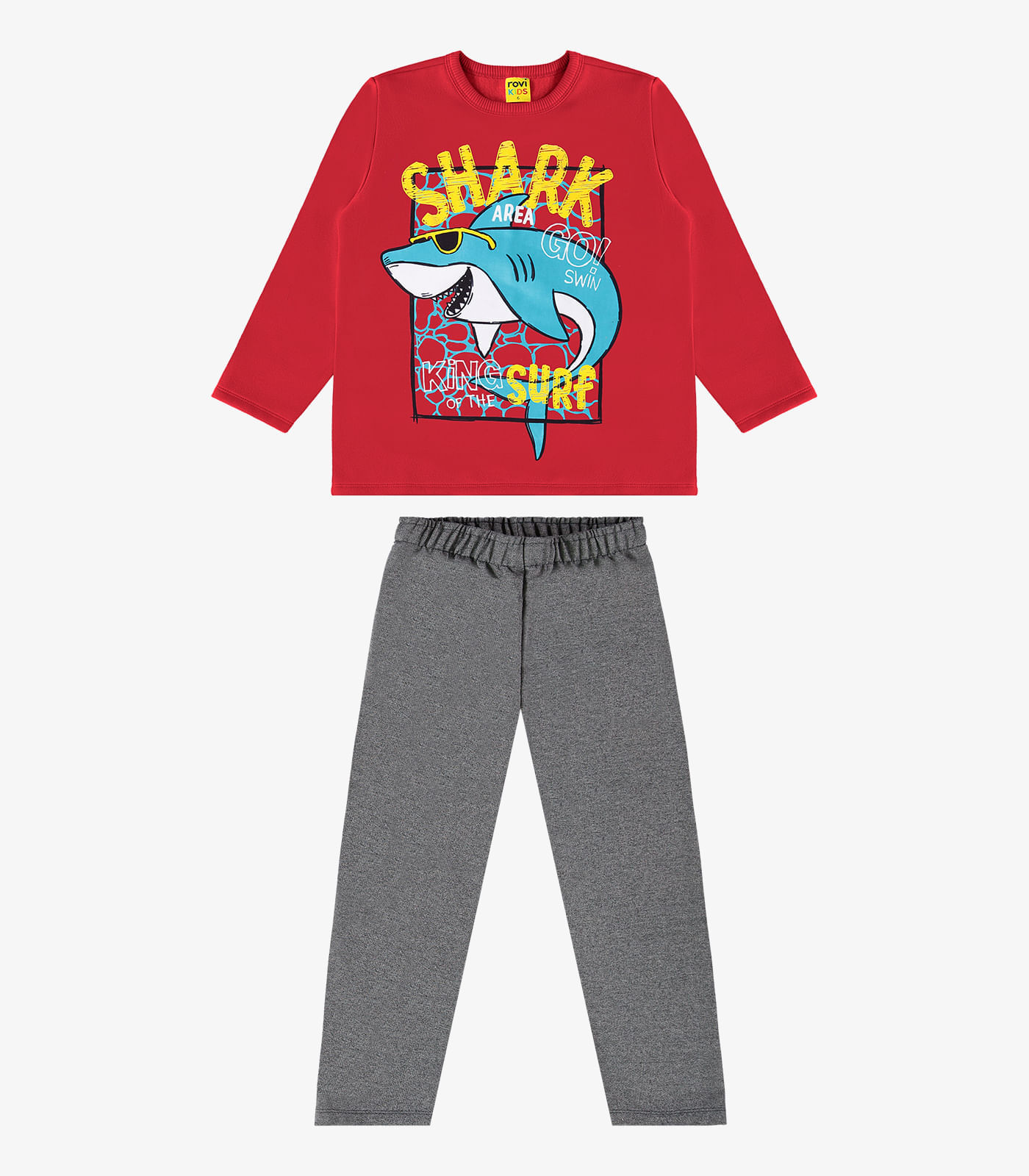 Conjunto Infantil Blusão Com Calça Shark Rovi Kids Vermelho 3