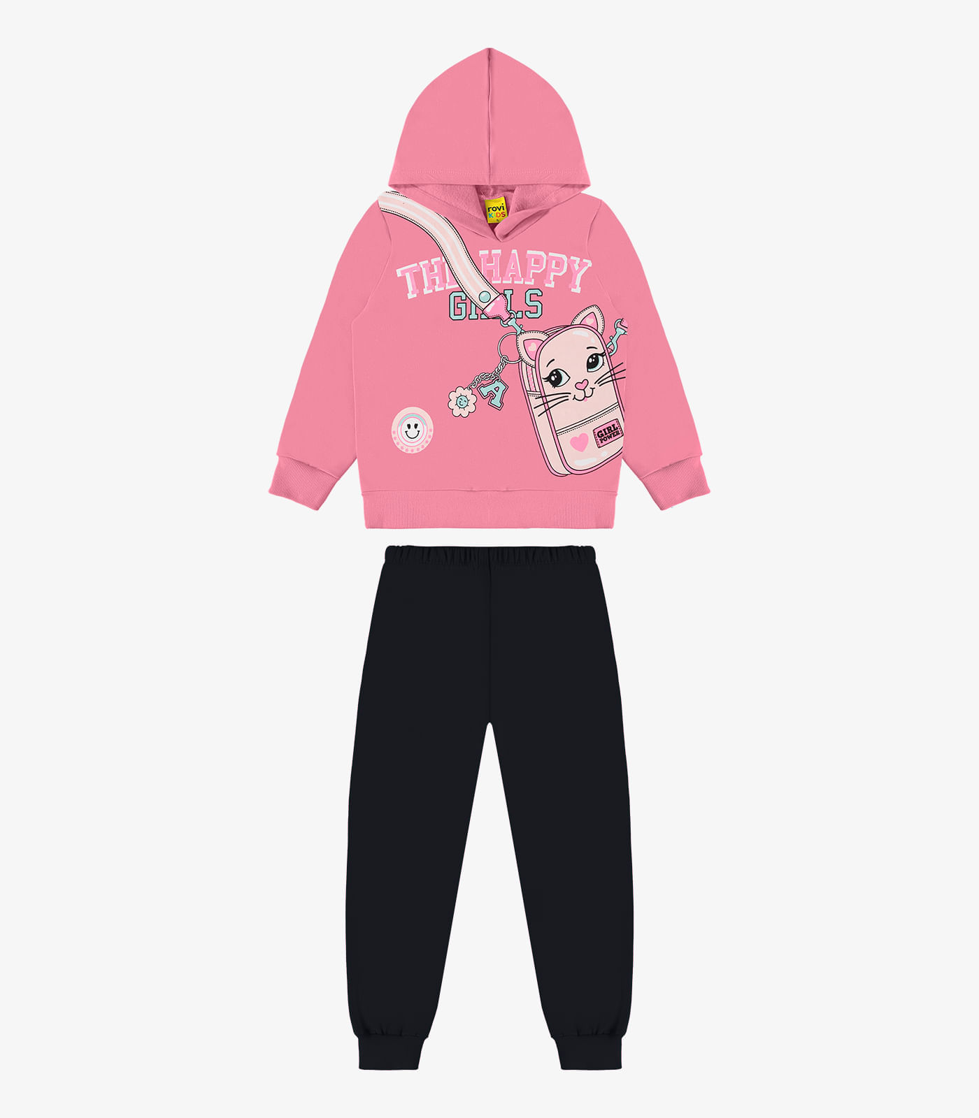 Conjunto Infantil Blusão Com Calça Rovi Kids Rosa 12