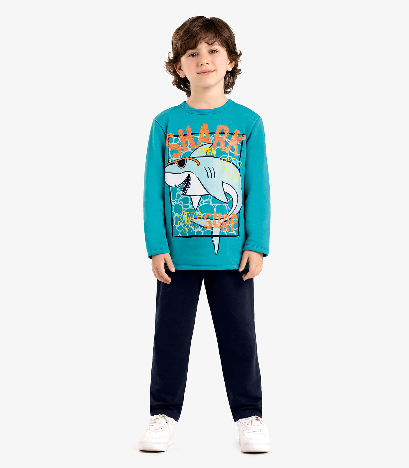Conjunto Infantil Blusão Com Calça Shark Rovi Kids Azul 10