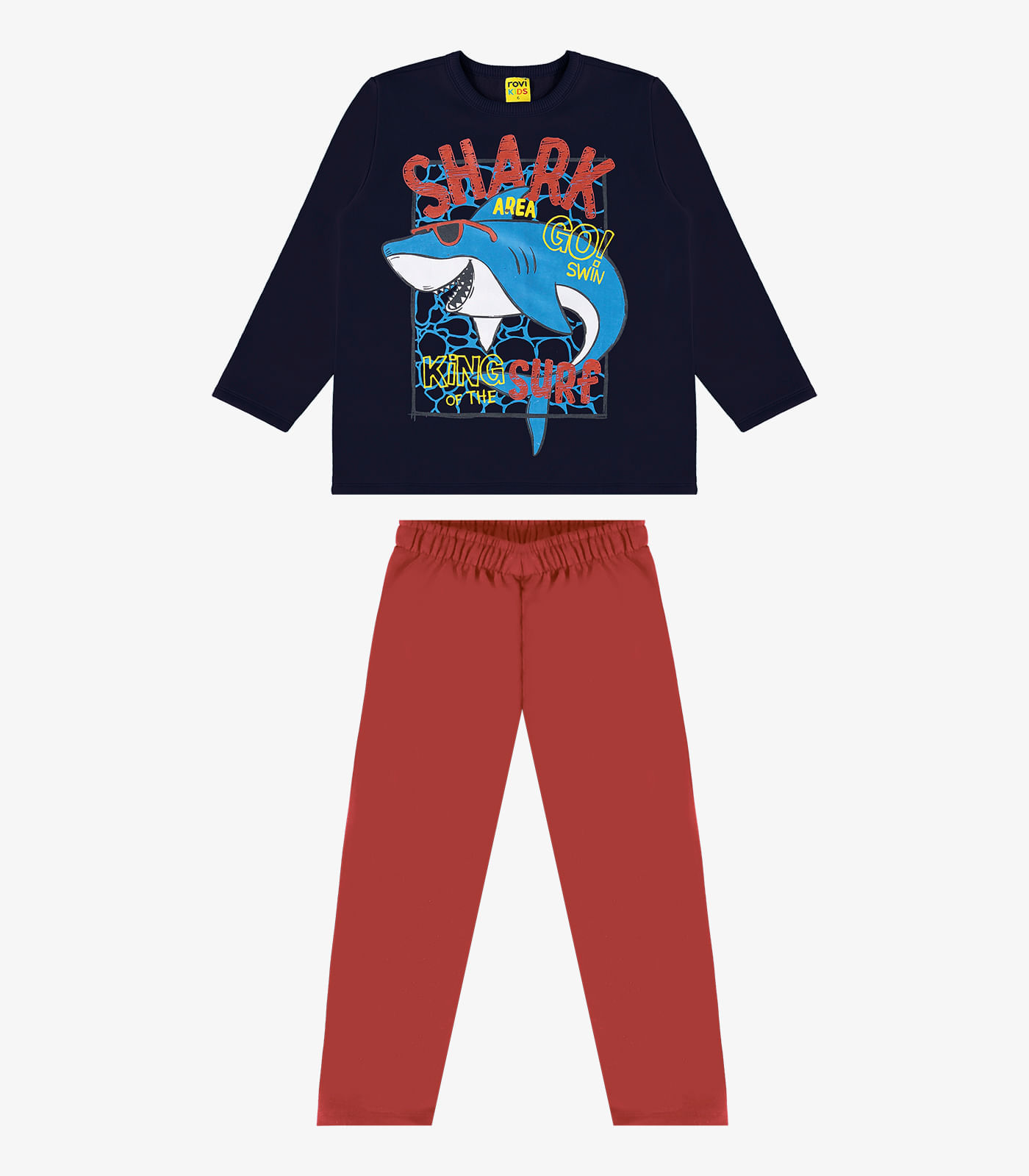 Conjunto Infantil Blusão Com Calça Shark Rovi Kids Azul 2