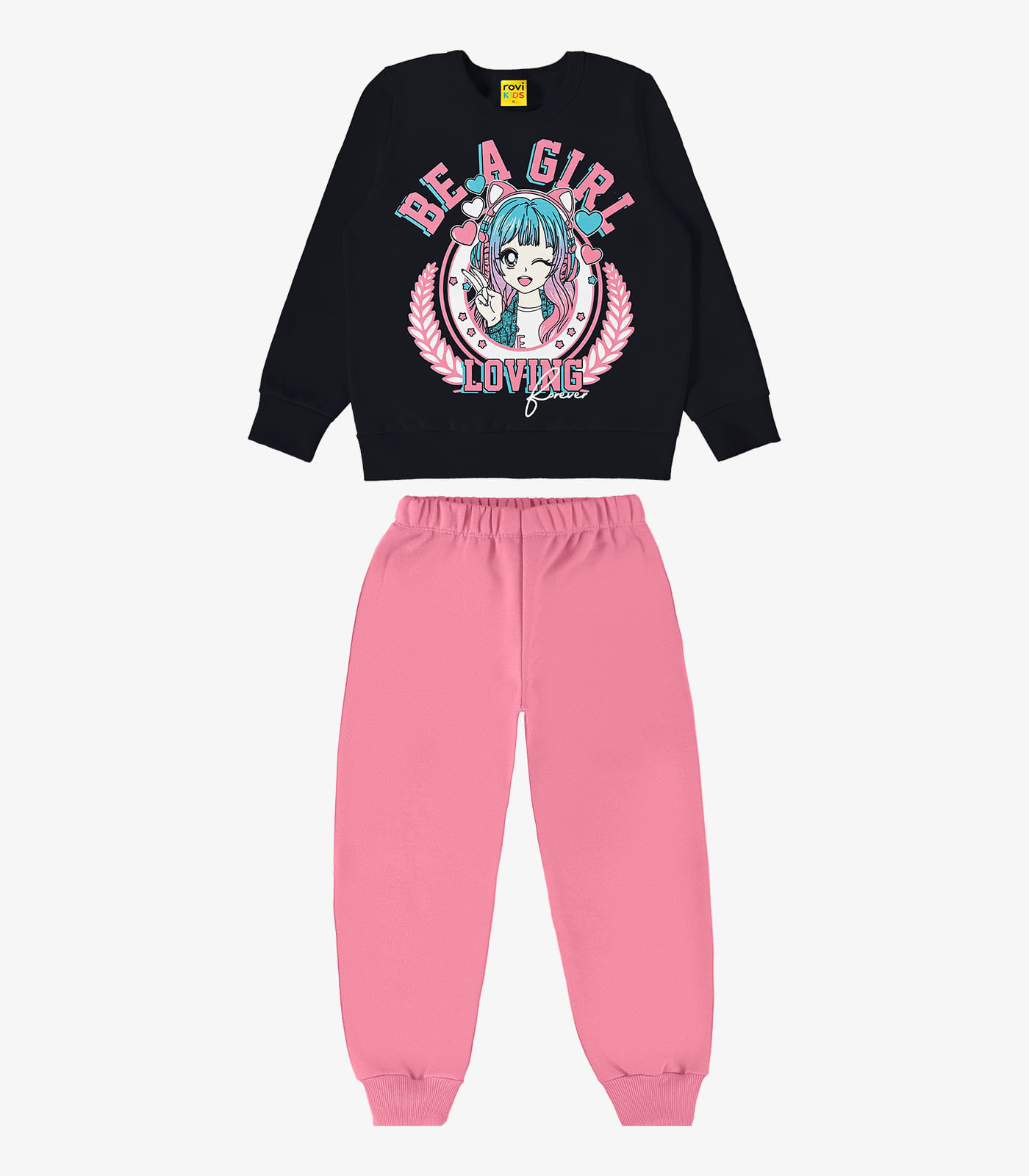 Conjunto Infantil Blusão Com Calça Rovi Kids Preto 8