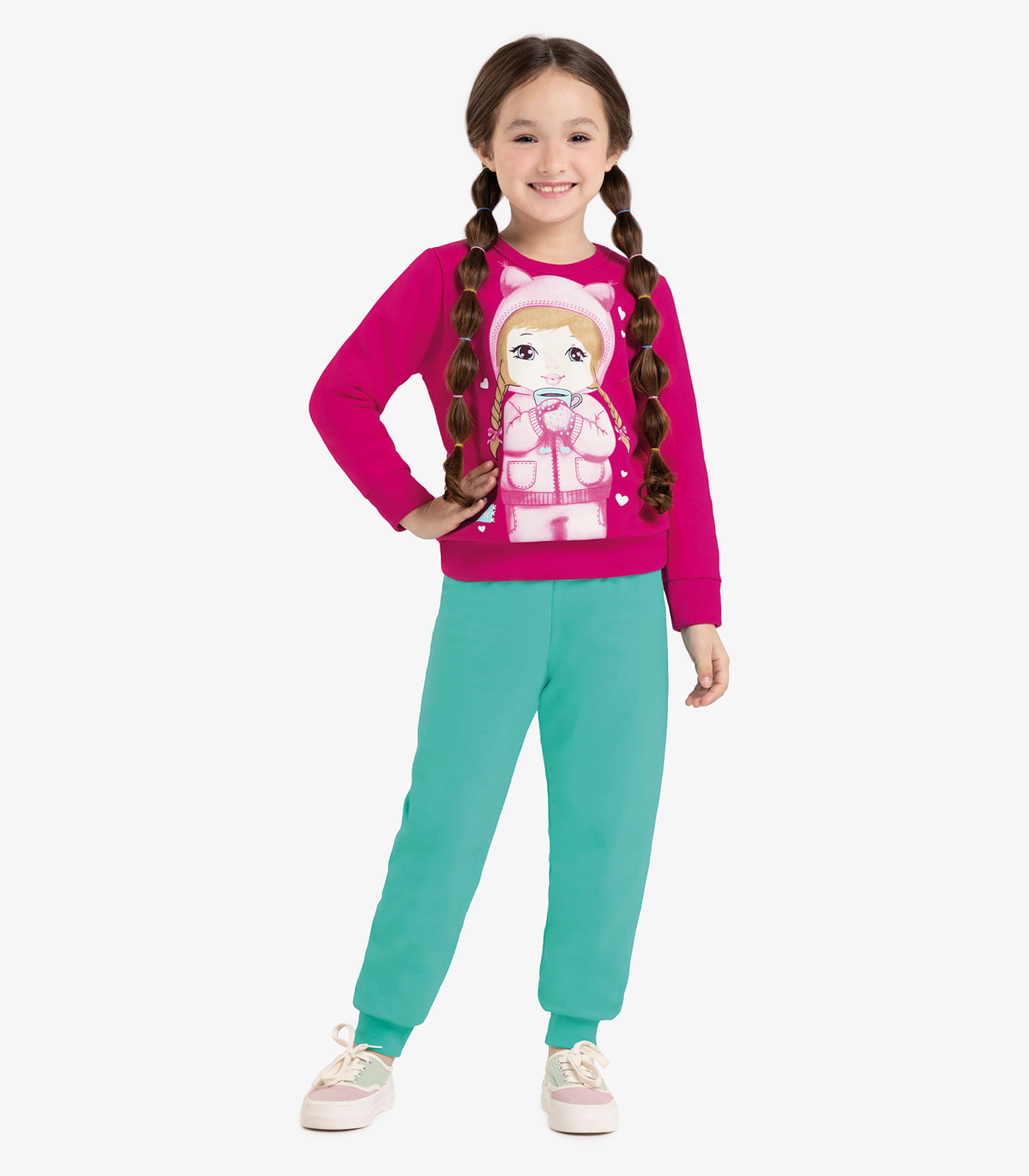 Conjunto Infantil Blusão Com Calça Rovi Kids Rosa 2