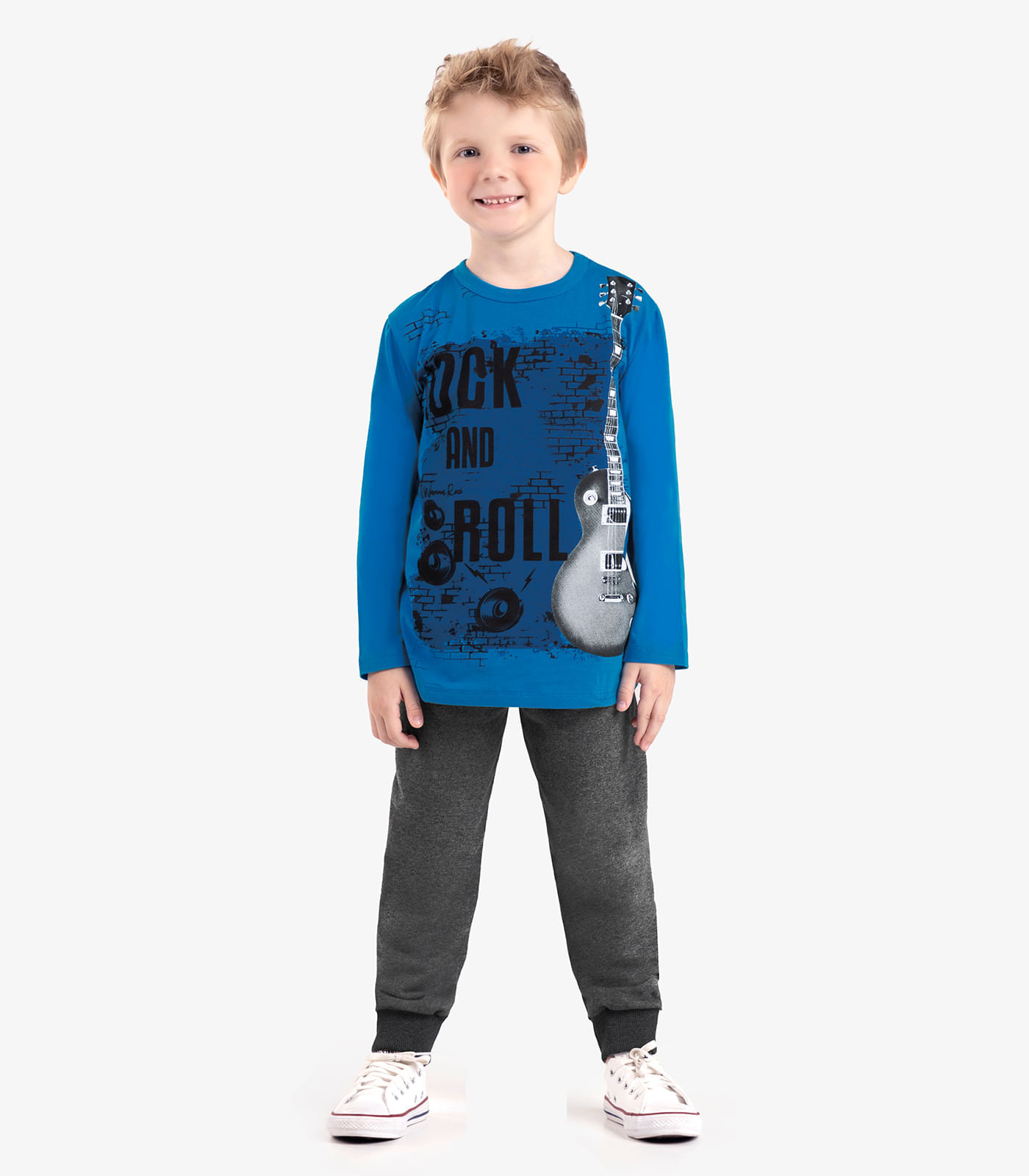 Conjunto Camiseta Manga Longa E Calça Rovi Kids Azul 10
