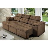 Sofa Itália 2,02 Mts Retrátil e Reclinavel Tecido Suede Café - Cama InBox