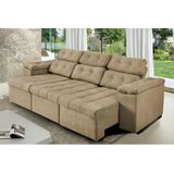 Sofa Itália 2,62 Mts Retrátil e Reclinavel Tecido Suede Castor - Cama InBox