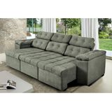 Sofa Itália 2,02 Mts Retrátil e Reclinavel Tecido Suede Cinza - Cama InBox