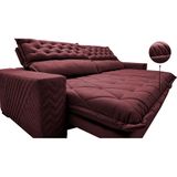 Sofá Retrátil E Reclinável 3,15m Molas Ensacadas Cama Inbox Spazus Com Bordado 3d Velusoft Vinho