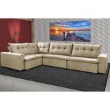 Sofa De Canto Retrátil E Reclinável Com Molas Cama Inbox Oklahoma 3,65x2,51 Ou 2,51x3,65 Bege