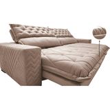 Sofá Retrátil E Reclinável 2,75m Molas Ensacadas Cama Inbox Spazus Com Bordado 3d Velusoft Bege
