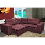 Sofa De Canto Retrátil E Reclinável Com Molas Cama Inbox Oklahoma 2,60m X 2,60m Suede Velusoft Vinho