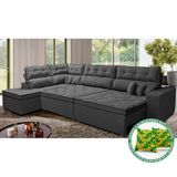 Sofá De Canto Retrátil E Reclinável Esquerdo 3,00x2,36m Molas Cama Inbox Espanha Velusoft Cinza
