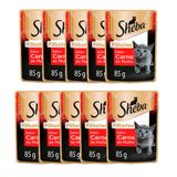 Kit Com 10 Ração Úmida Sheba Sachê Para Gatos Filhotes Sabor Carne 85g