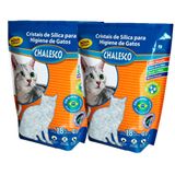 Kit Com 2 Areia Higiênica Chalesco Cristais De Sílica Gatos 1,8kg