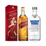 Whisky Johnnie Walker Red Label 1l + Vodka Absolut 750ml